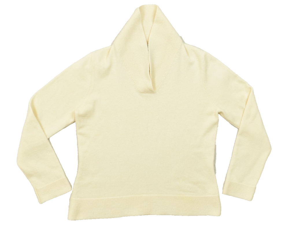 Elena Solano 100% Cashmere Cream Shawl Neck Pullover Sweater Women's Size XL